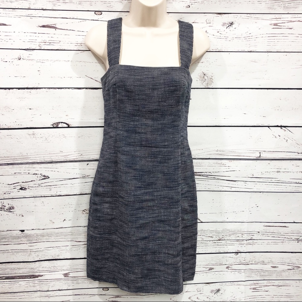 AKRIS Punto Navy Tweed Sleeveless Sheath Dress: Navy Blue